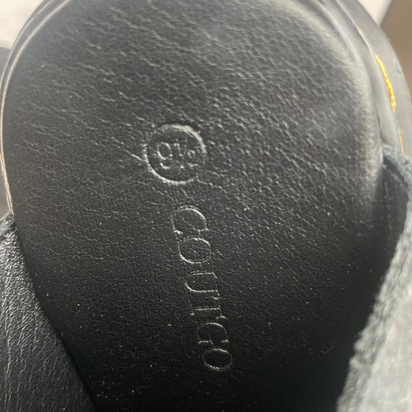 COUTGO Black Suede Clog Sandals Platform Buckle Strap Chunky Heel Womens SZ 9.5 - Picture 7 of 7